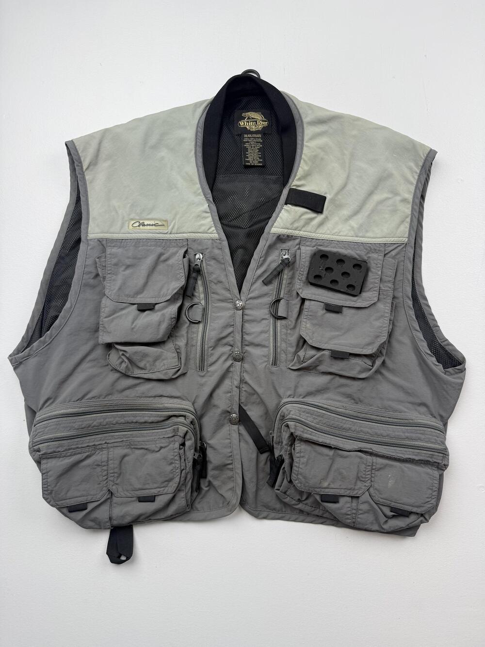 White River Fly Shop Vest Mens 3XL 4XL Gray Classic Fishing Utility Pockets